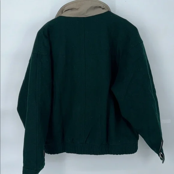 Vintage Boston Traders Men’s Wool Blend Green Bomber Jacket Size M Zip Front - Picture 6 of 12